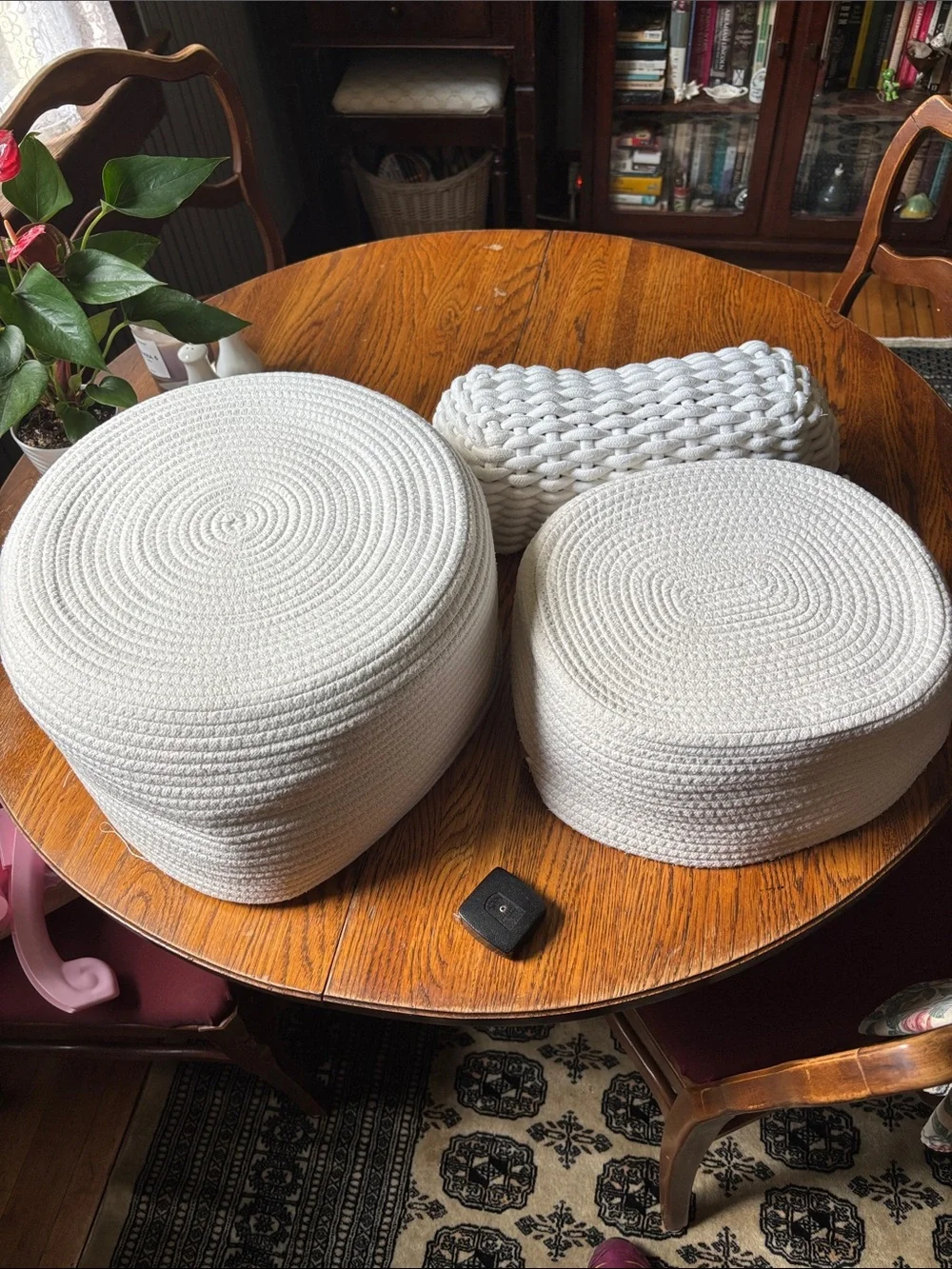 Neutral White Cotton Rope Storage Baskets-Set of Three